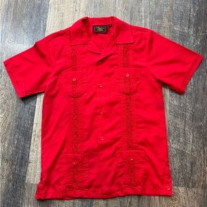 Máximos Boys Guayabera Cuban Summer Short Sleeve Button-Up Dress Shirt Size 16